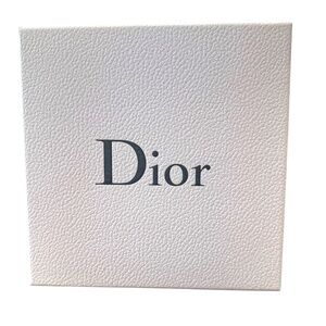 DIOR Empty White Textured Gift Box with Gray Lettering 8.5" x 8.5" x 4"